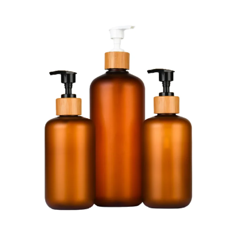 ShampooBottlePlasticMatteFrostBrownPET120ml250ml500mlBamboo