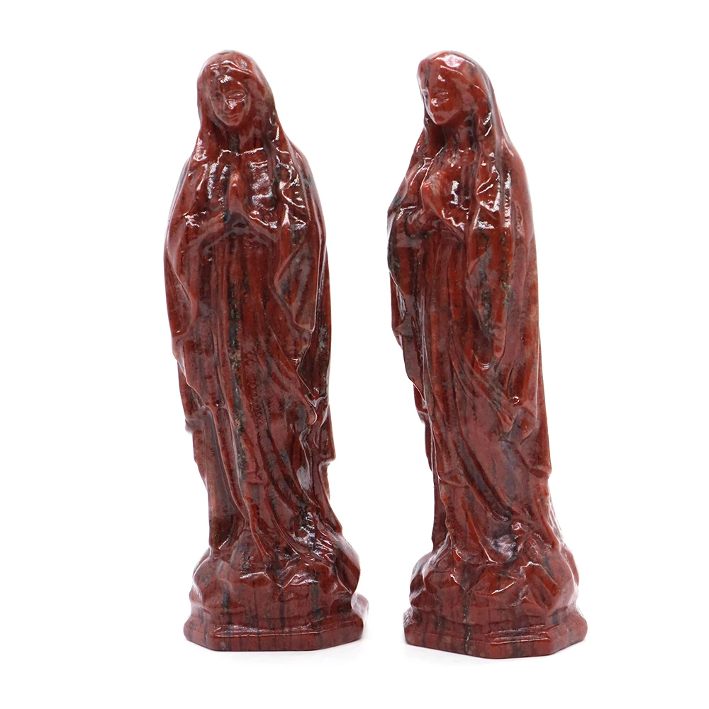 Handgemachte Jungfrau Maria Gebets statue Heilung Kristall Edelstein  katholische Skulptur Naturstein Madonna Figuren Dekor Weihnachts geschenke
