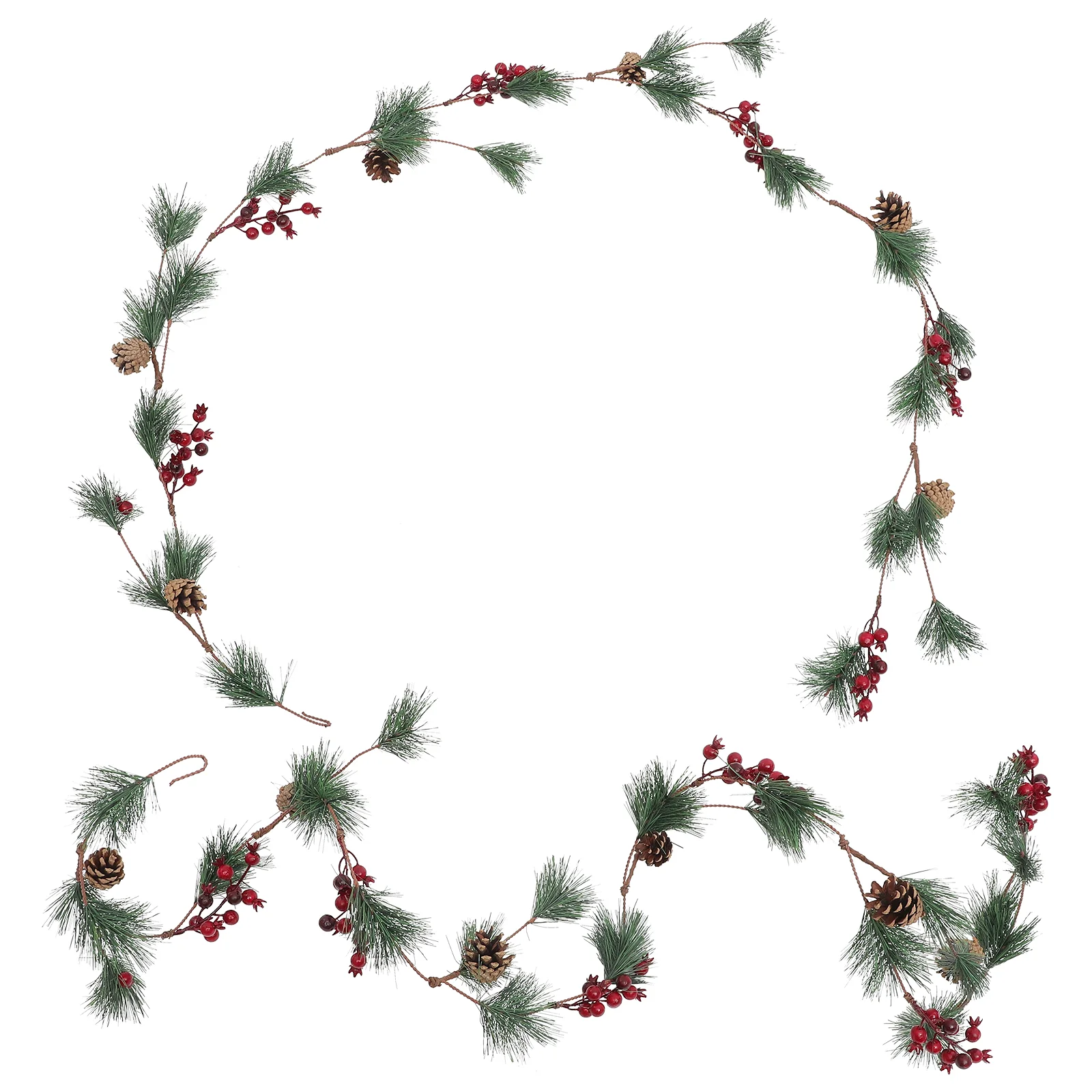 

Outdoor Red Fruit Rattan Flower Wreaths Front Christmas Hanging Garland Pine Cones