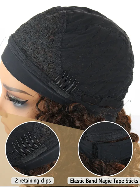 Synthetic Hair Headband Wig Yaki Curly Ends 16inch Middle Long Black Wig Female Kinky Straight for Black Women High Quality 6