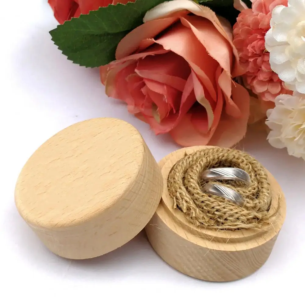 Jewelry Box Lightweight Wear-resistant Mini Round Solid Wood Ring Case Jewelry Accessories For Female