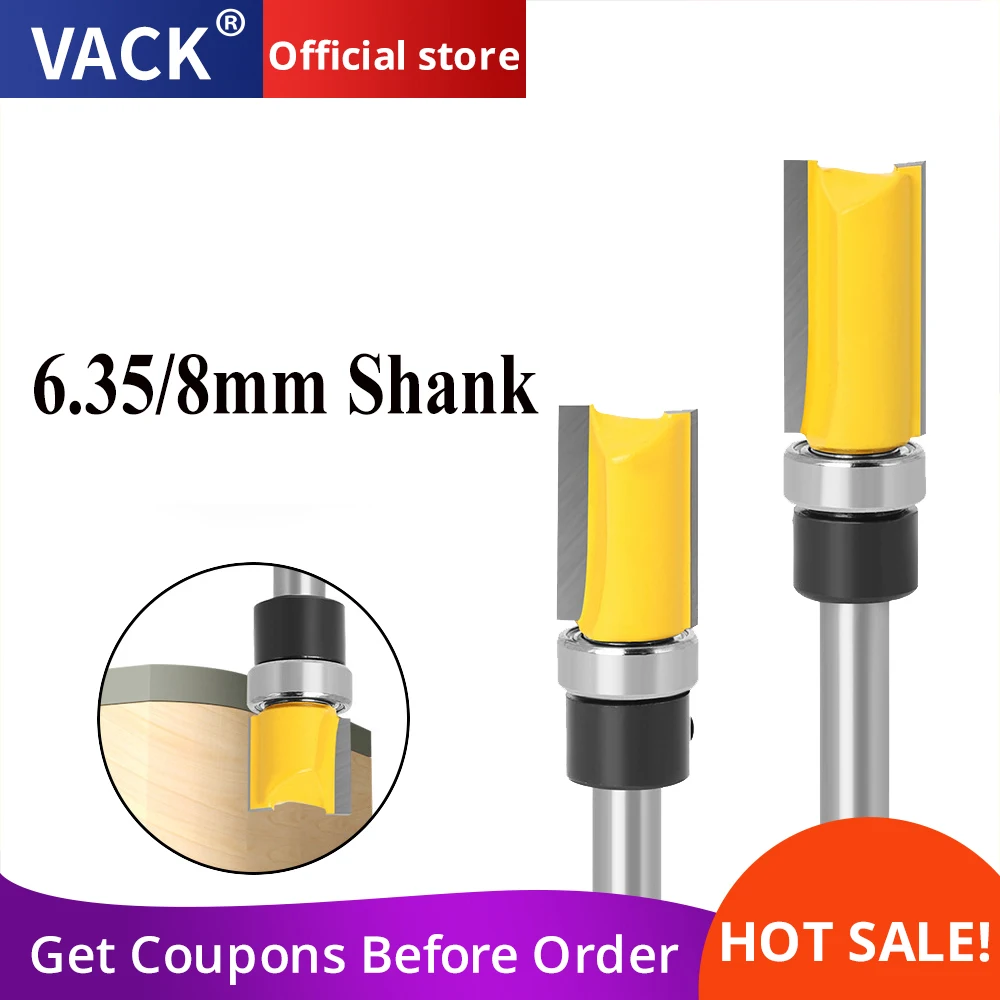 Vack 8mm 1/4inch Shank Flush Trim Router Bit Pattern Wood Cutter Top