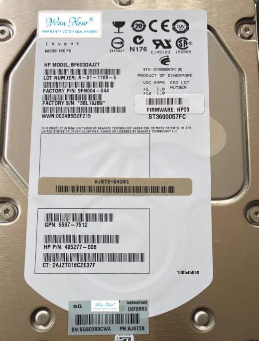 

Для AJ872B 495808-001 600GB 15K FC EVA 3,5