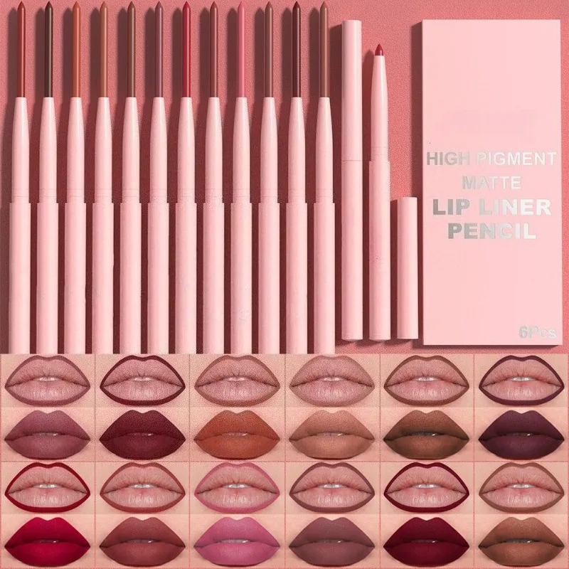 Set di penne per labbra da 6 pezzi Set di lucidalabbra a lunga durata, impermeabile, resistente al sudore, facile da colorare, che non sbiadisce, set di lucidalabbra, trucco di bellezza