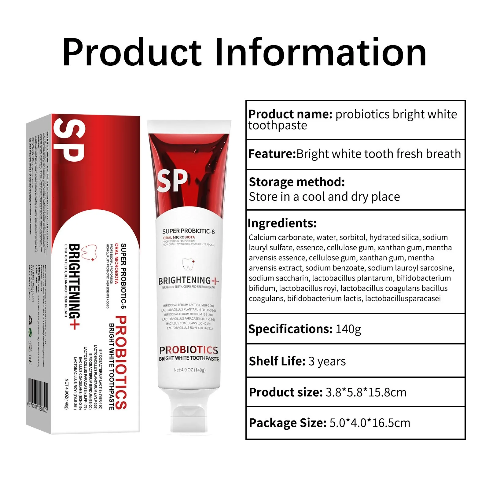 Ultra Whitening Toothpaste Ultra Whitening Toothpaste Probiotic Brightening Deep Cleaning Care