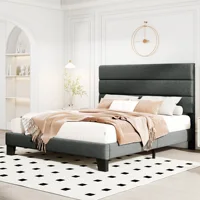 HOOMIC Bed Frame with Headboard, Fabric Platform Bed, Strong Wood Slats Support Panel Bed Mattress Foundation Allewie 2