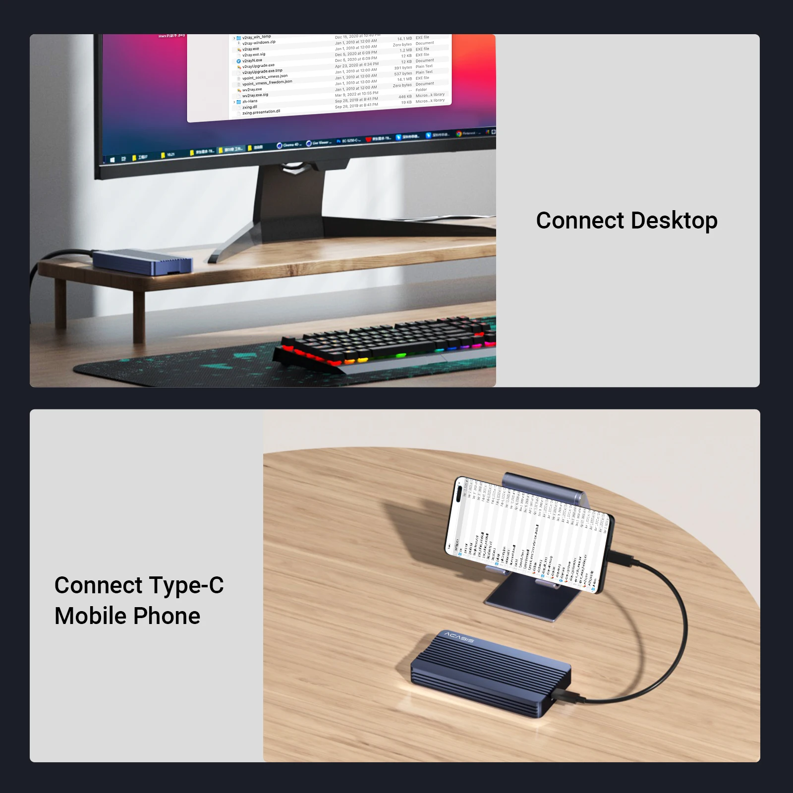 External Hard Drive Case SSD Enclosure External Hard Drive Box Hard Drive Enclosure HDD Case Enclosure Acasis Thunderbolt 4 Mobile Enclosure M.2 NVME SSD External Hard Driver PCIE Case For Macbook Laptop Desktop And Samsung 980 Pro