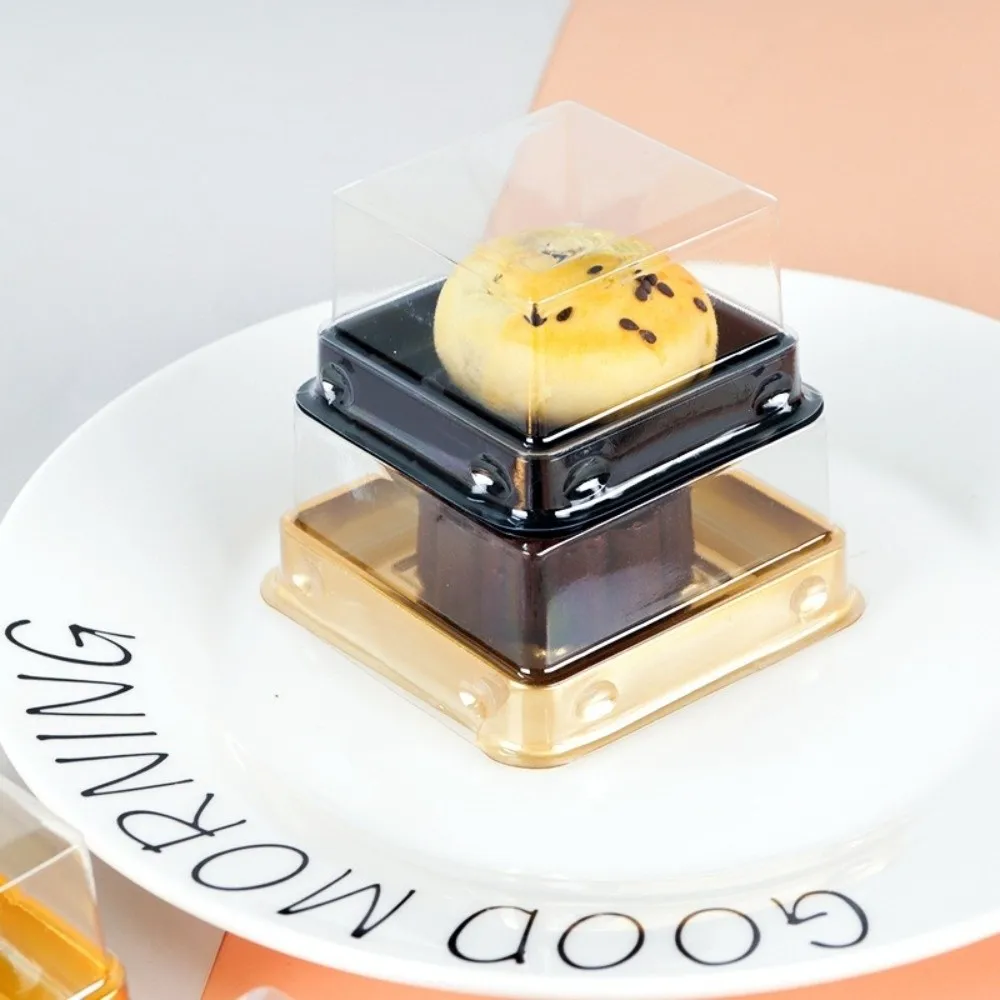 50Pcs Moon Cake Boxes, Square Plastic Cupcake and Muffin Containers, Transparent Pastry... - SKU PCB01628 - UGI Packaging