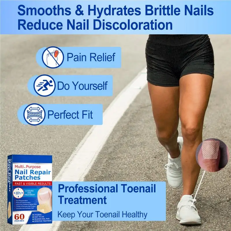 60pcs/set Nail Repair Patches Non Irritating Nail Ingrowning Toenail Corrector Stickers Helps With Cracked Nails 5