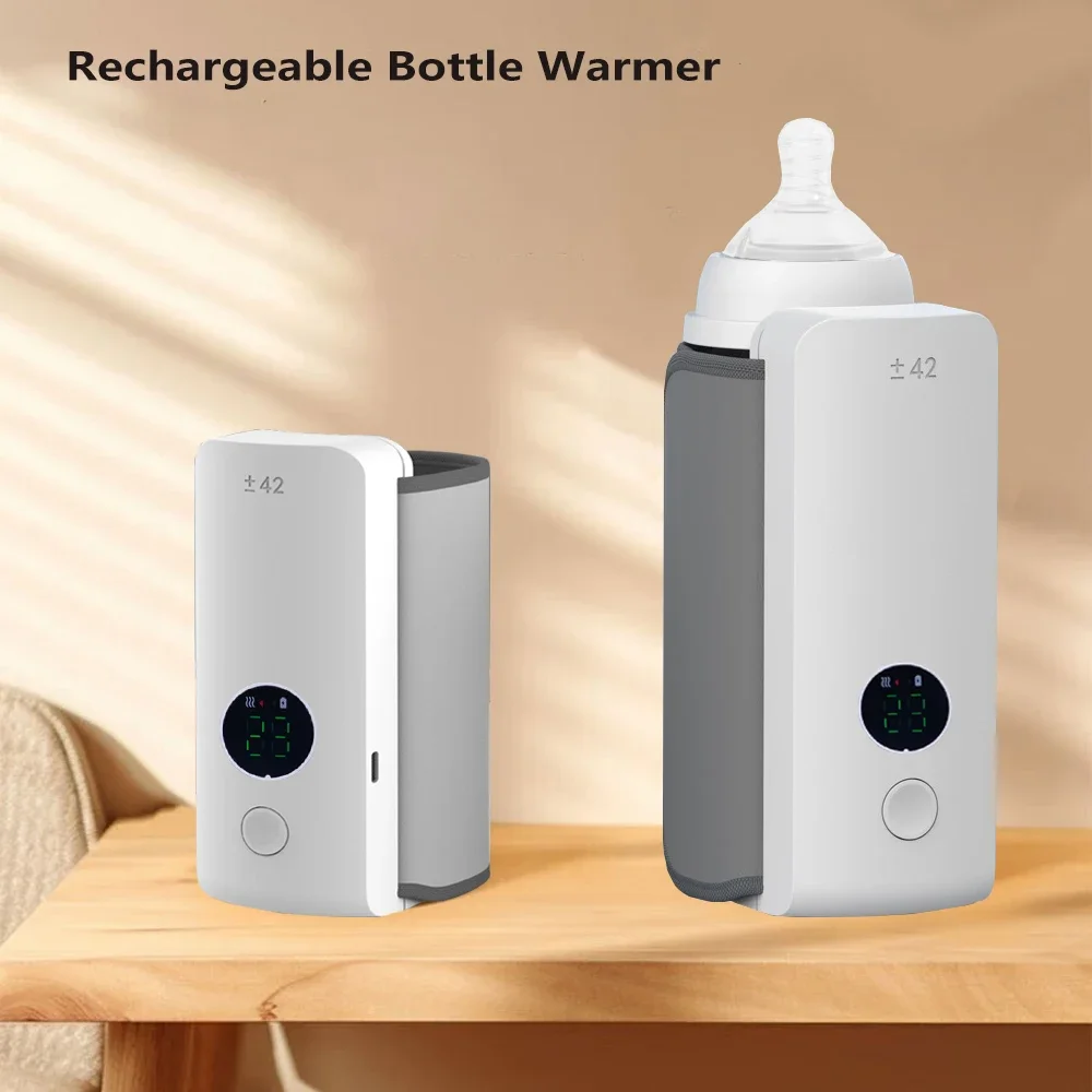 Bottle Warmer Rechargeable 6 Levels Adjustment Temperature Display Breast Milk Feeding Portable Baby Bottle Heater