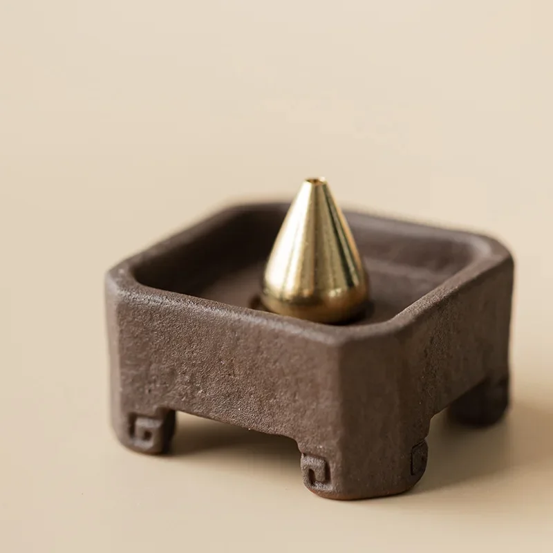 Zen Stick Incense Burner with Lid Ceramic Retro Aromatherapy Holder for Home Indoor Tea Room Desktop Meditation Decor Gift