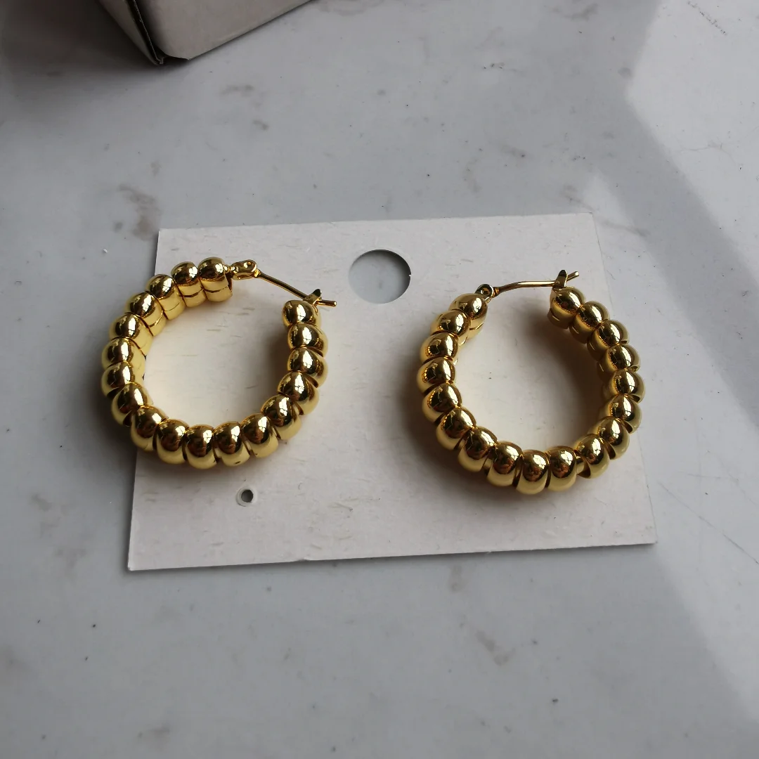 Brass Simply Round Hoop Earrings Women Jewelry Punk Party T Show Gown Runway Korean Japan INS
