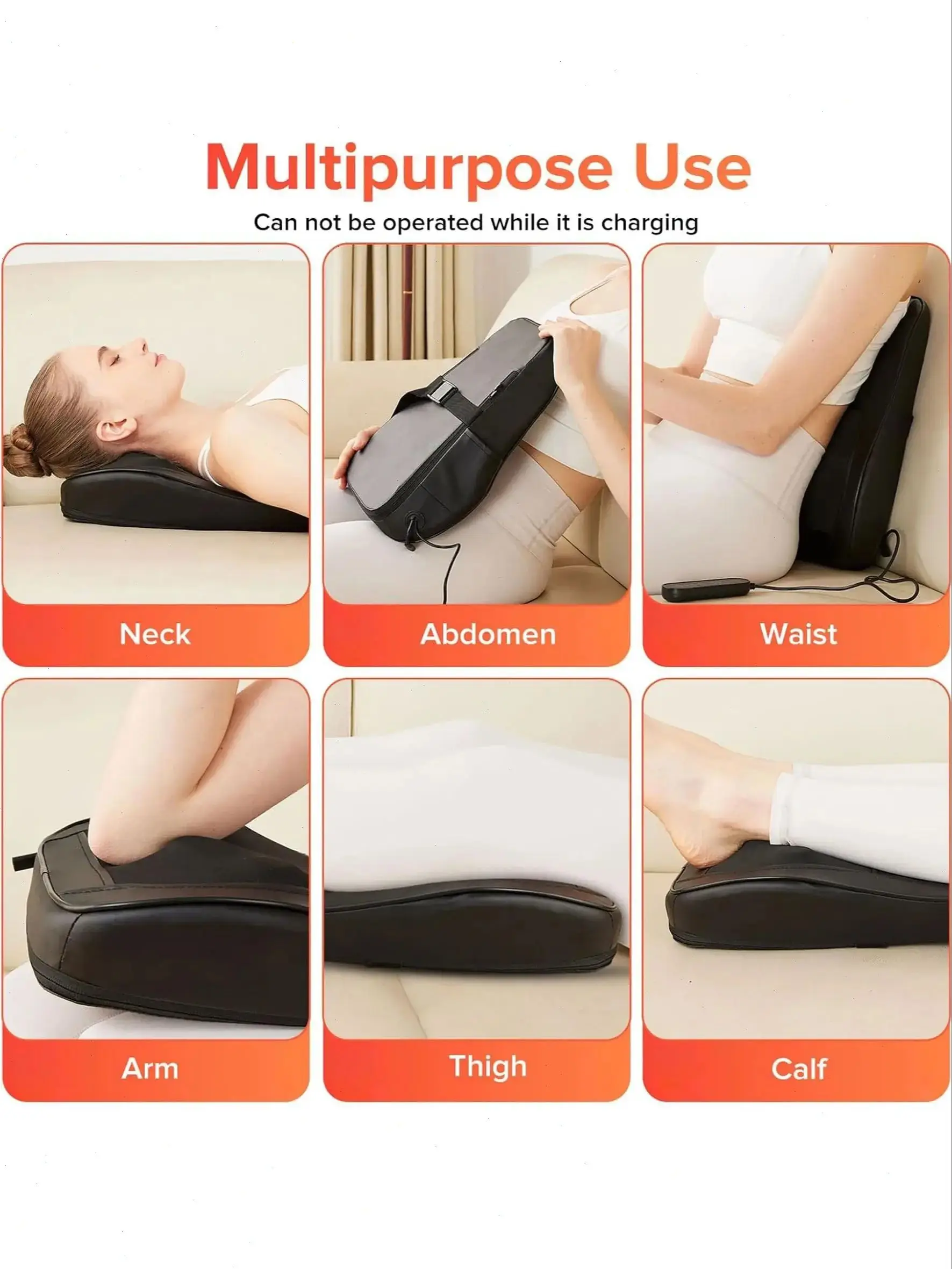Hot compress + 3D kneading back massager, fits the curves of neck, shoulders, back, and legs, 7