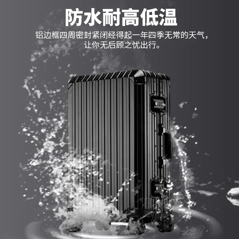 PLUENLI All-Aluminum Magnesium Alloy Trolley Case Metal Case Aluminum Alloy Luggage Password Suitcase