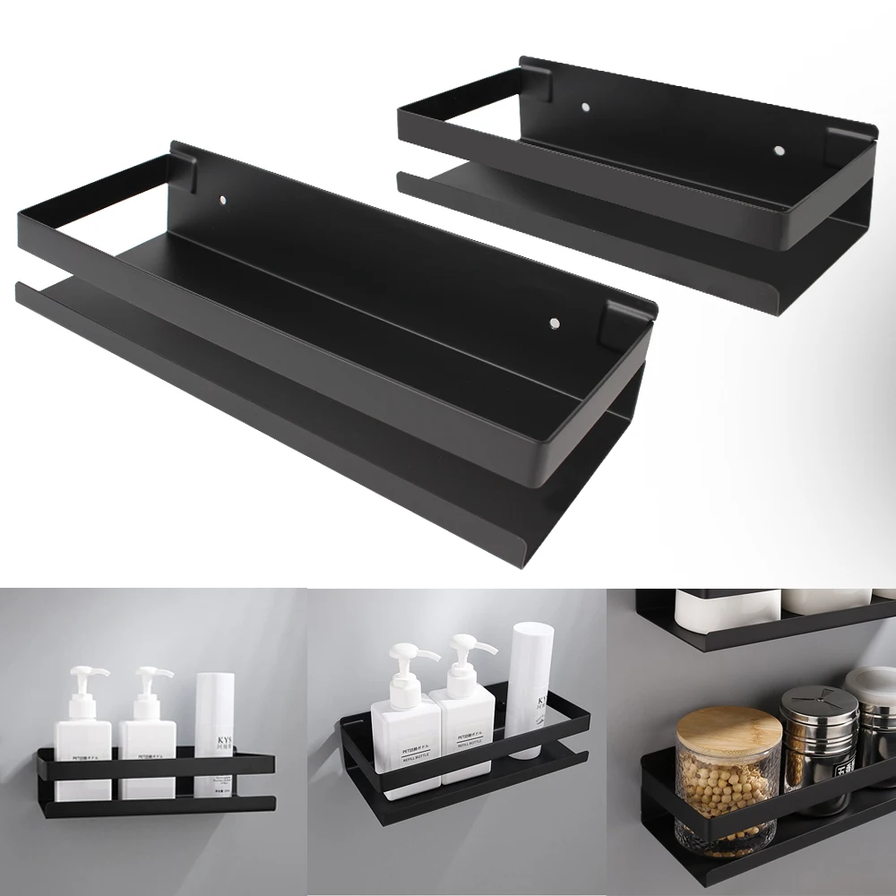 

Полка Настенная из нержавеющей стали для ванной комнаты, органайзер для хранения без сверления, кухонные аксессуары, держатель для шампуня и душа