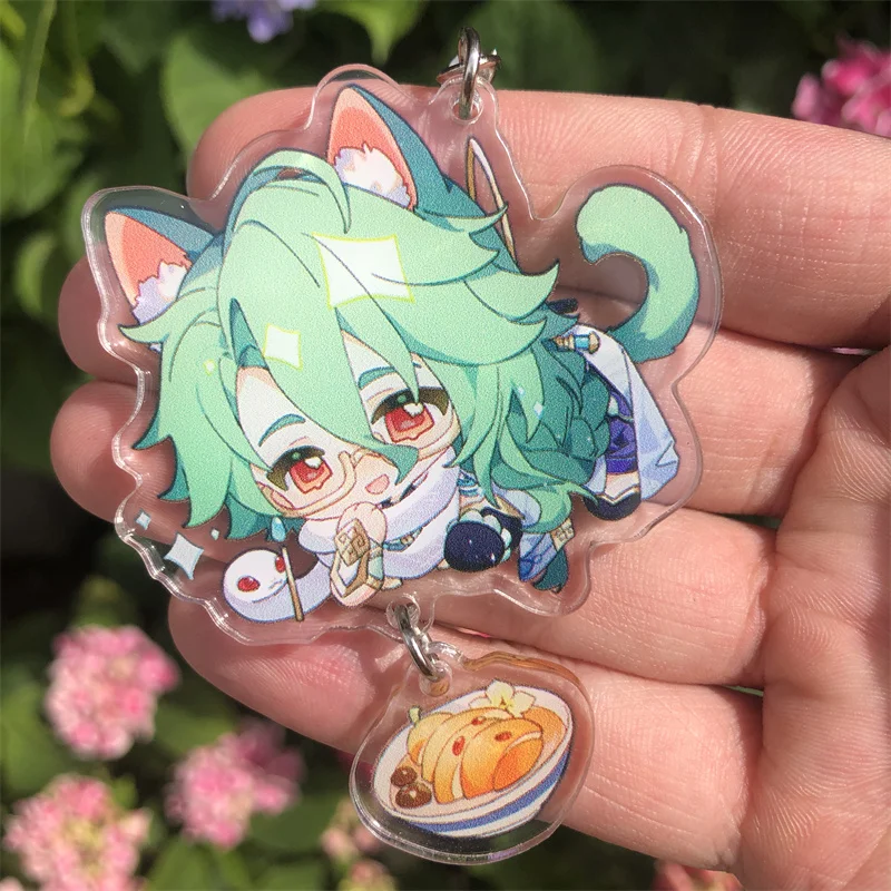 Game Impact Baizhu Mika Kaveh Kirara Cosplay Keychains Acrylic