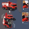 Fire Truck Robot RC car Transformation Robot Vehicle Light Action Toys Engine Excavator Car Truck Construction Toys Kids Gift 4