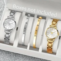 4pcs/set Women's Fashion Watch Set With Casual Style Small Dial Quartz Watch With Bracelet Set (Box Not Included) Gift For Girls 1