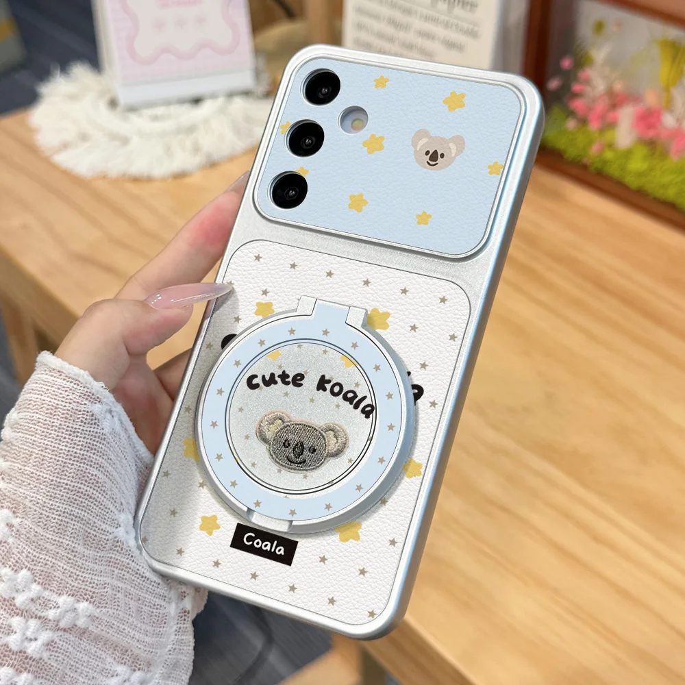 Kawaii Star Koala Phone Case in Blue and White with Built-in Bracket
