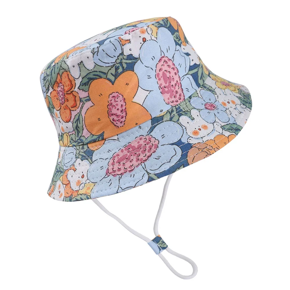 Summer Children Bucket Hats for Girls and Boys Beach Sun Cap Cartoon Autumn Kids Fisherman's Cap Outdoor Baby Sun Hat for Sun Hats