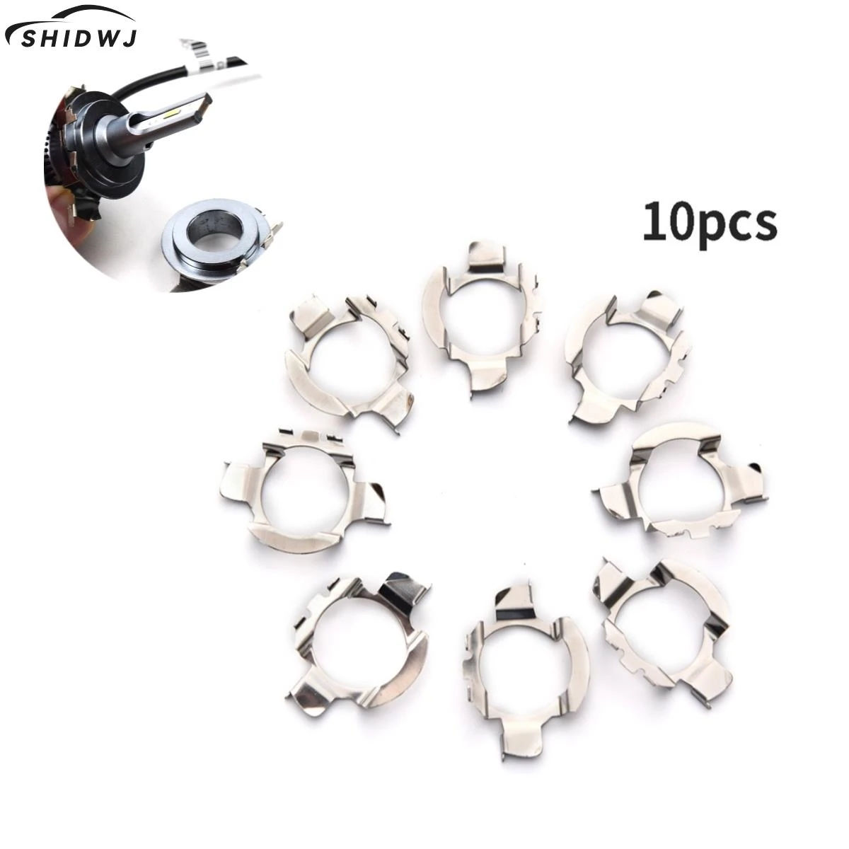 10Pcs H7 Adapter Headlamp Socket Car Led Bulb Holder Lamp Base For D101 High Temperature Resistant Stainless Steel Material