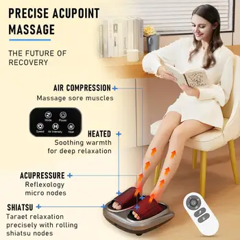 Foot Massager Shiatsu Kneading Deep Tissue Relax Heated Roller Calf Pain Relief Fatigue Muscles Vibrator Machine Health Relief 3