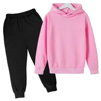 Autumn/Winter Kids Tracksuit Hoodie Solid Color Black and White Infrared Set Top + Pants Gift for Boys and Girls Ages 3-13 2