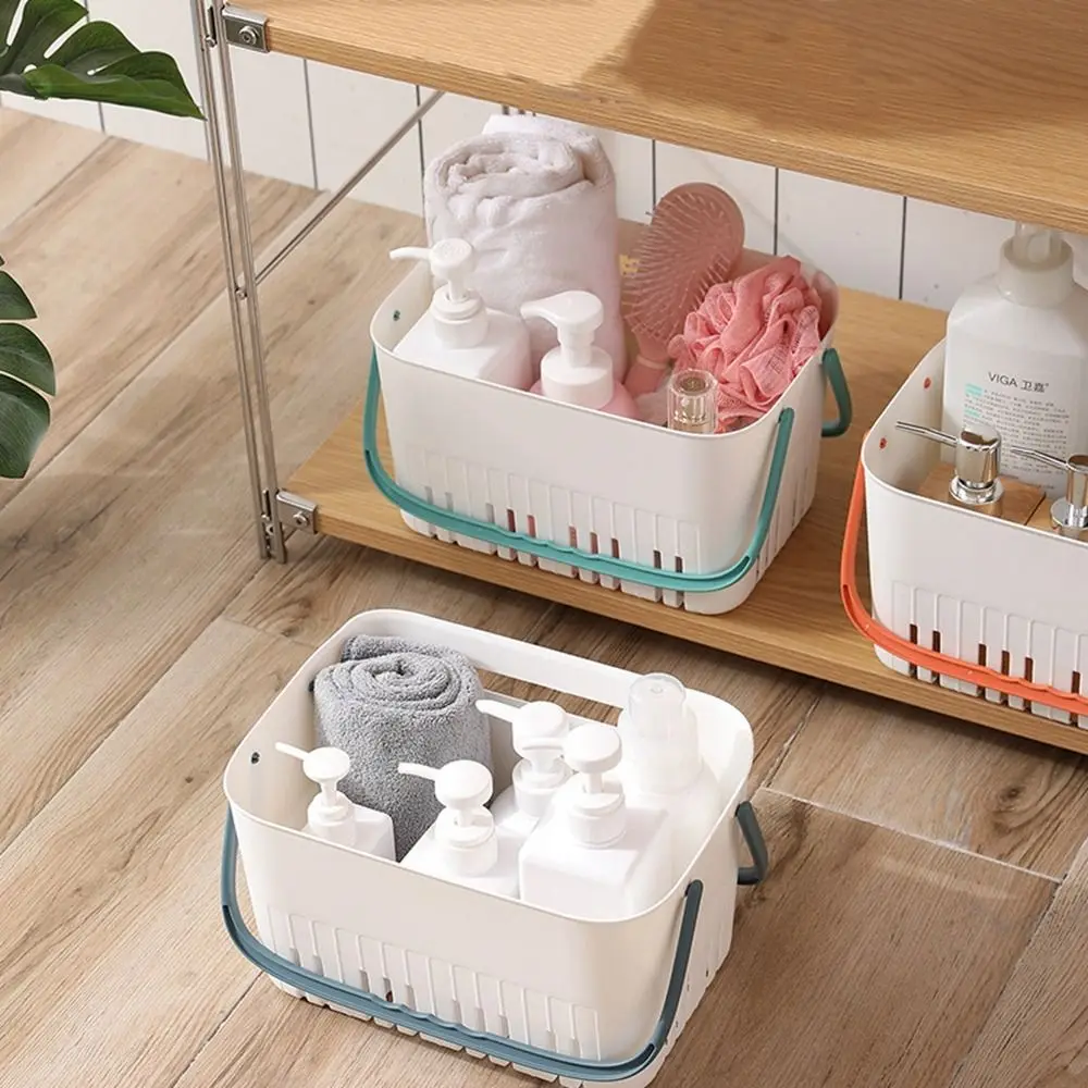 Plastic Handheld Bath Basket Space Saving with Handle Sundries Collection Basket Large Capacity Drain Bath Kitchen shower caddy basket
