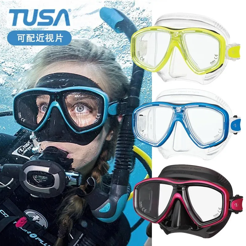 TUSA M212 Professional Snorkel Diving Mask and Snorkels Goggles Glasses， Diving Goggles Swimming Breath Tube Set Snorkel Mask