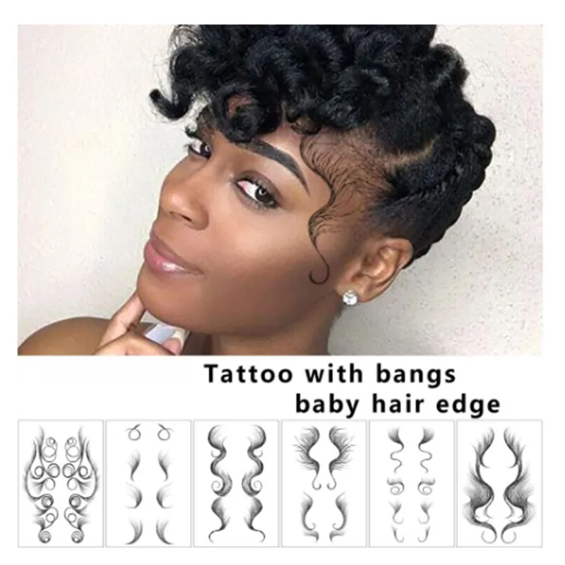 bangs Tattoo Stickers Creative Aesthetic  Art Baby Hair Edge Tattoo 6d Imitation Ecological Hairline Temporary Tattoo Stickers