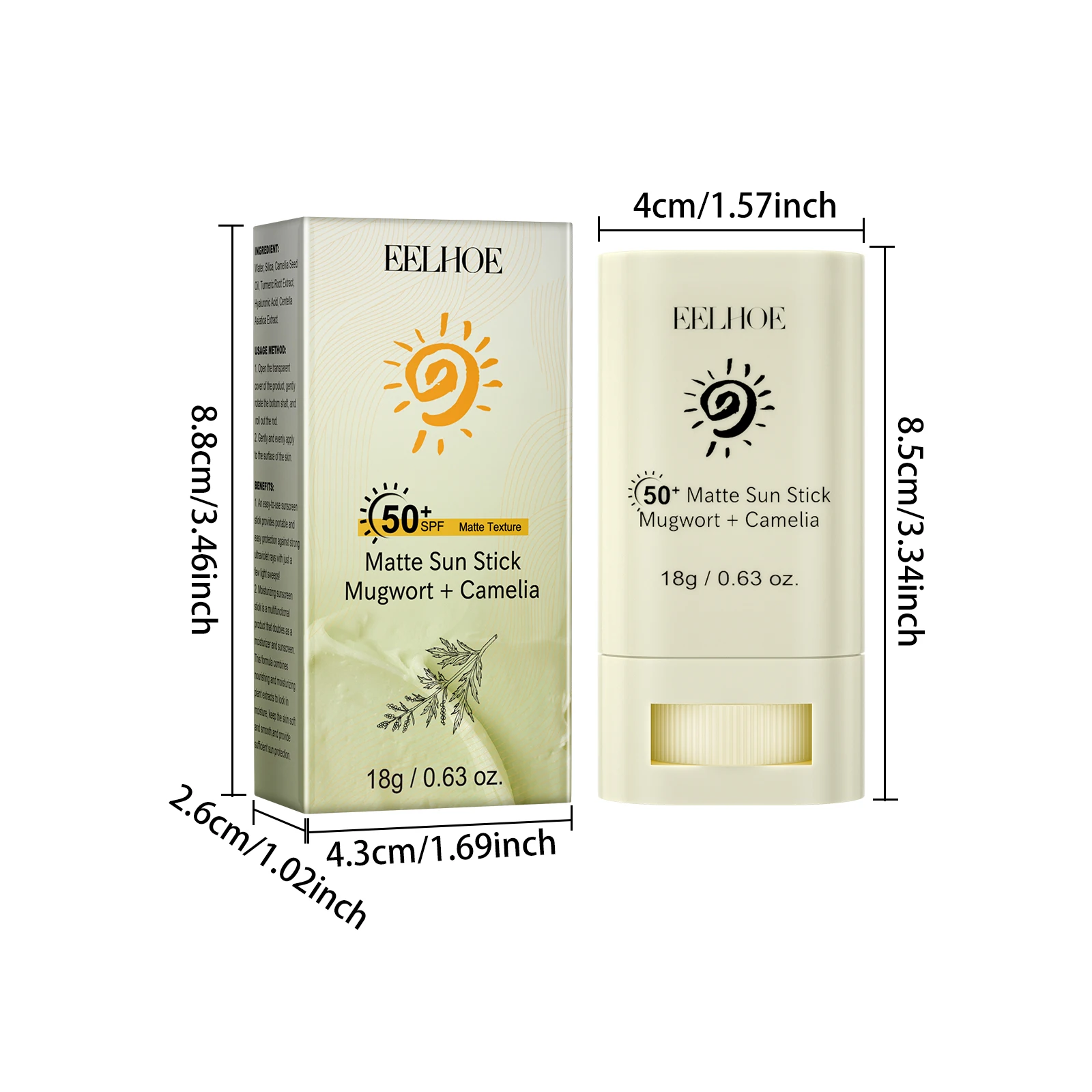 EELHOE Matte Sun Stick SPF50+ UV Protective Moisturizing Refreshing Whitening Sunstick Portable Matte Sunscreen Stick Cosmetic