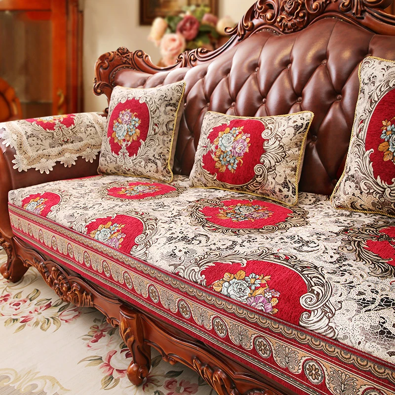 

European Jacquard Sofa Covers Living Room Chenille Fabric Anti-slip Sofa Cushion New Year Christmas Home Sofa Decor Couch Cover