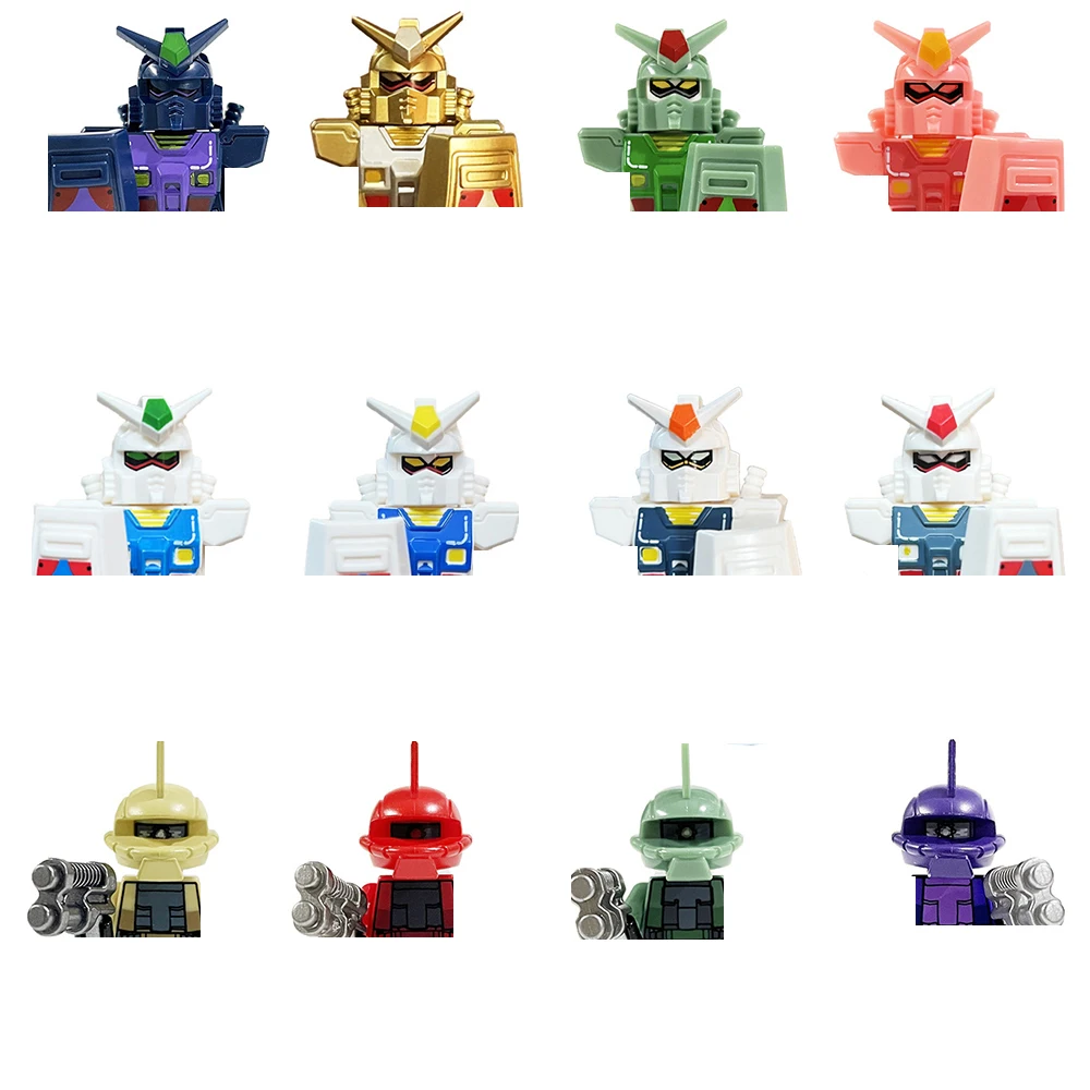 8/12PCS Set Gundam Cartoon Anime Figures  Building Blocks Mini Action Figures Bricks Movies Character Assembly Educational Toys