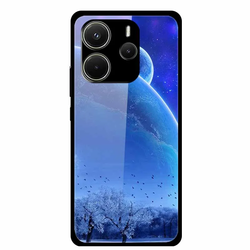 Space-Themed Soft Bumper Tempered Glass Case with Premium Protection