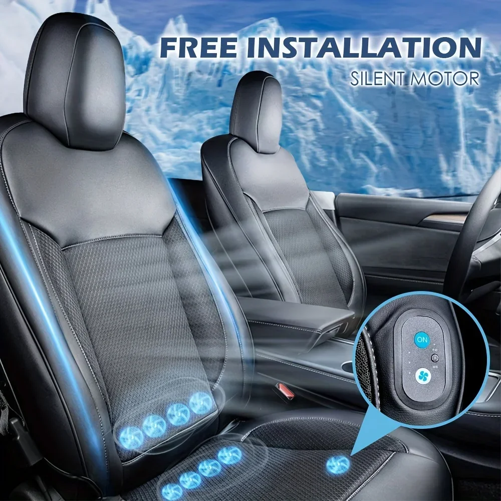 Breathable Leather Car Seat Cushion with Adjustable Fan