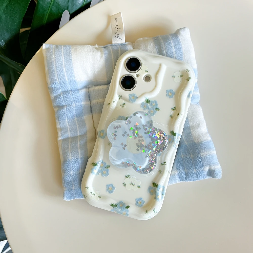 Korea Flower Grip Holder Phone Case Cover