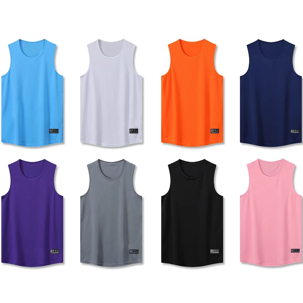 Men's Basketball Jersey Shirt Crossfit Male Sports Marathon Running Tank Top Jogging Gym Fitness Vest Solid Color Quick Dry