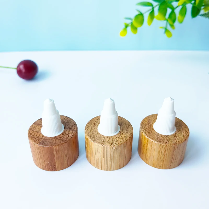 

25pcs/Lot 24/410 Neck Size Natural Bamboo Twist Off Cap for 30/50/60/120/250ml Unicorn E Liquid Bottle Dispensing Caps Cover Lid