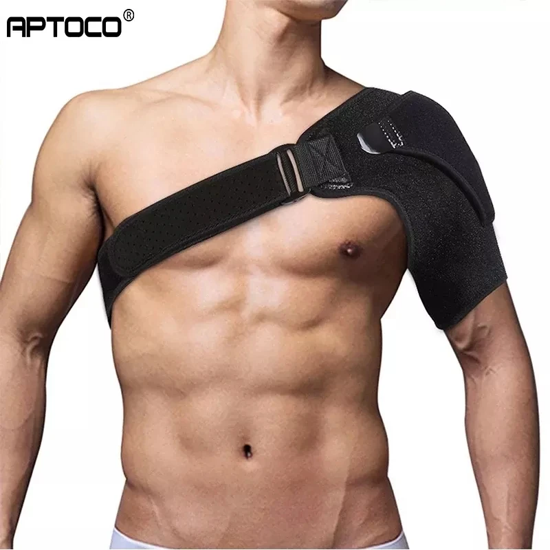 Aptoco Adjustable Gym Sports Care Single Shoulder Support Back Brace Guard Strap Wrap Belt Band Pads
