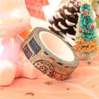 1PC 10M Decorative Retro Postage Stamps Washi Tape for Christmas Gift Wrap Planner Adhesive Masking Tape Cute Papeleria 1