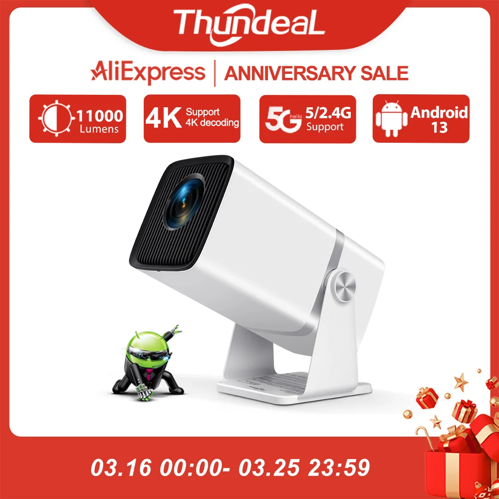 ThundeaL HD 미니 프로젝터 TD90 PK TD80W 1080P WiFi 안드로이드 TD80 프로젝터 홈 시어터 시네마 3D..