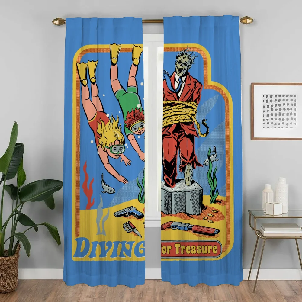 Elegant Room Curtains for Camera Child Student Stay Positive Window Curtain Partition Home Interior Curtains 2 Pieces Shades 3
