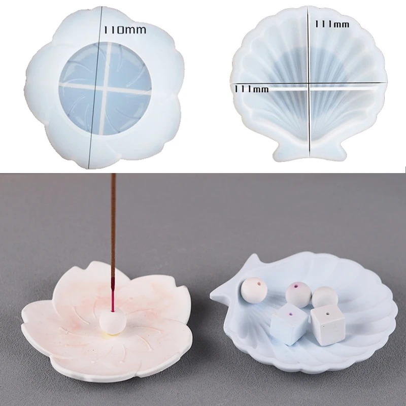 2PCS/Set Incense Tray Silicone Mold DIY Resin Plaster wood Coil Base Molds Handmade Incense Burner Dish Craft Making Home Decor
