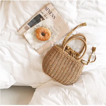 Stroh Taschen für Frauen 2023 Sommer Hand-Woven Rattan Tasche Handarbeit Gewebt Geldbörse Wicker Strand Tasche Böhmen Bali Handtasche bolsos mimbre — изображение 6