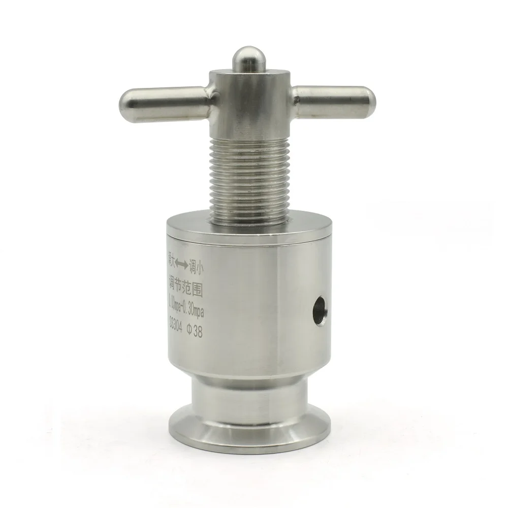 

SUS 304 Sanitary Class adjustable Pressure relief valve 0.5-5 bar, 1.5 "three-clip OD 50.5mm safety exhaust valve