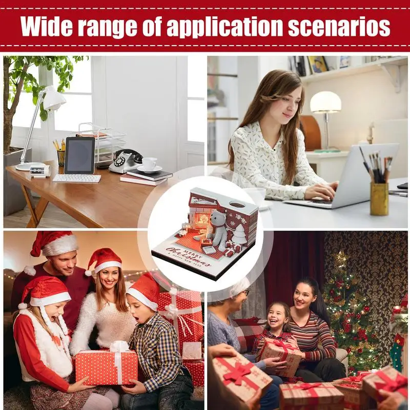 3D Art Calendar 2025 Desk Calendar Tear Away Calendar Paper Carving Art With LED Lights Christmas Bear 2025 Calendar Time Piece