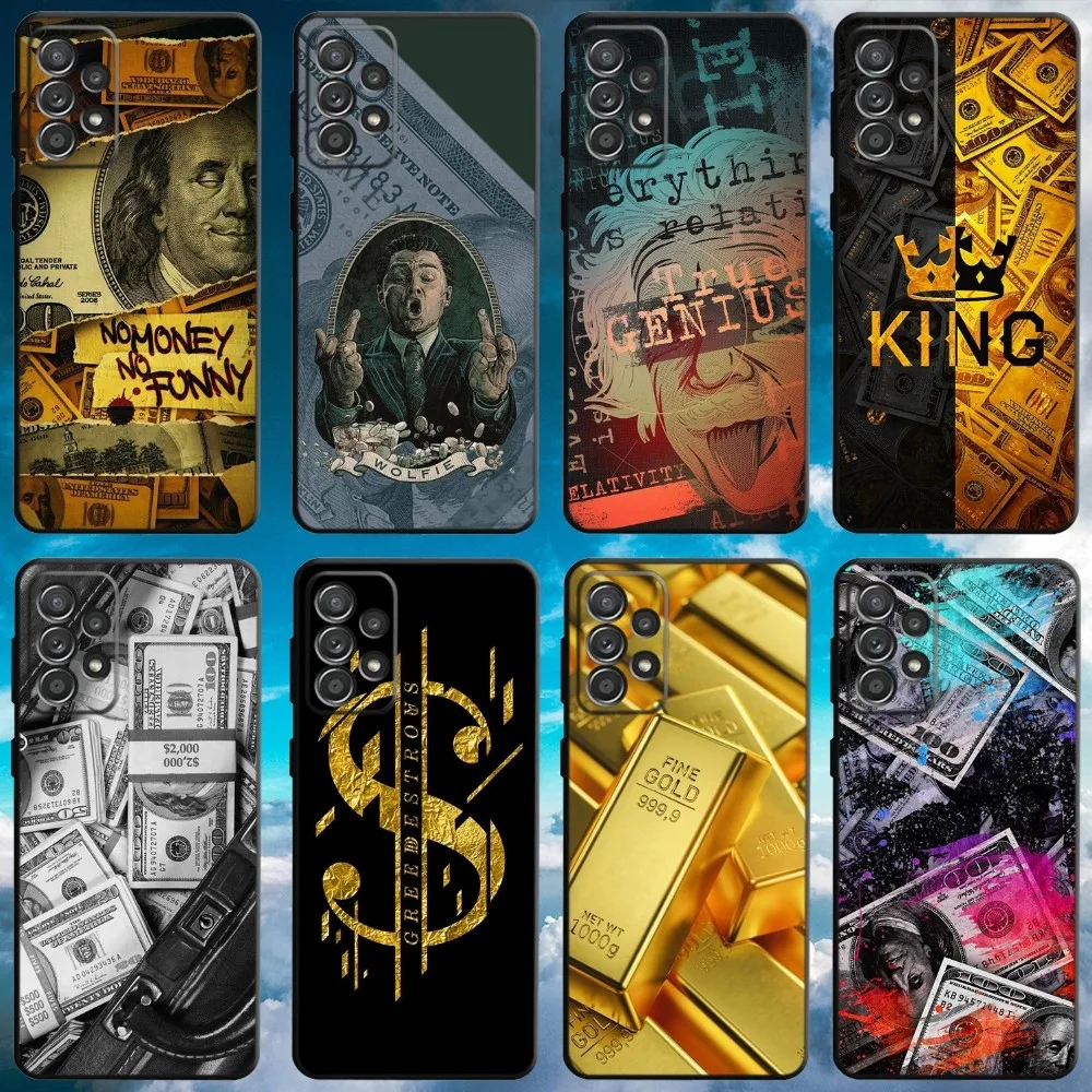 Custodia Per Telefono Con Design Cash Art In Oro Per Samsung S21,S22 Ultra,S20,S30 Plus,S22 Plus,S23,S30 Ultra 5G Soft Black Cover