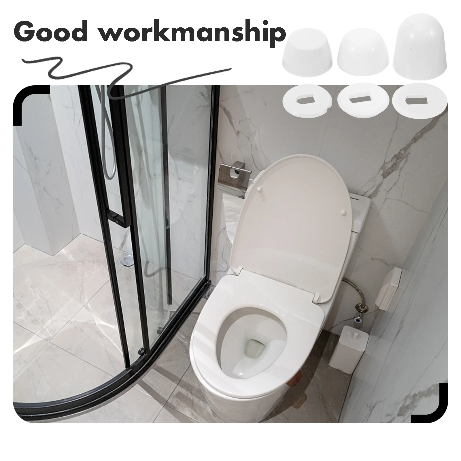 6 Pcs Toilet floor bolts sets decorative caps plastic parts bathroom accessories hardware installation components