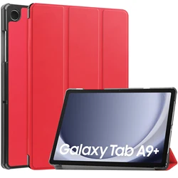 Premium Magnetic Tri-fold PU Leather Stand Cover for Tab A9 Plus 11inch (Red)
