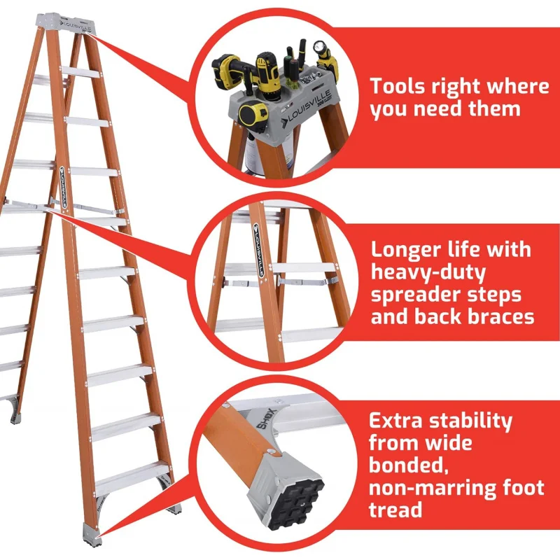 12-Foot Fiberglass Step Ladder, 300-Pound Load Capacity, Type IA, FS1512